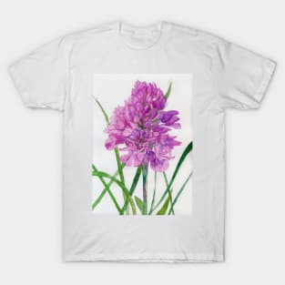 Pink wild orchid watercolour painting T-Shirt